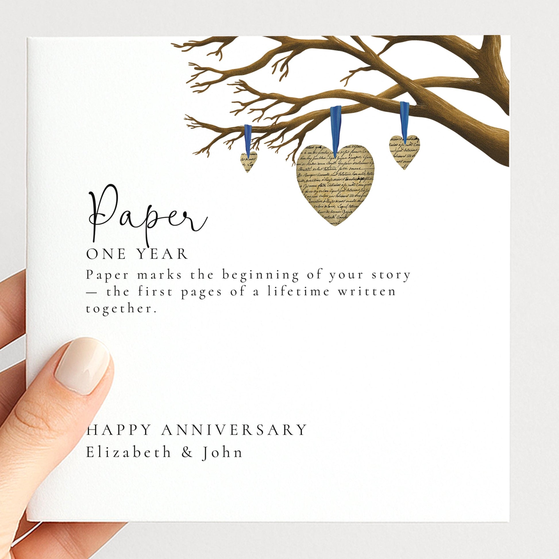 1st Wedding Anniversary Card, Paper Anniversary Card for Husband Wife or Couple, One Year Married Romantic Keepsake