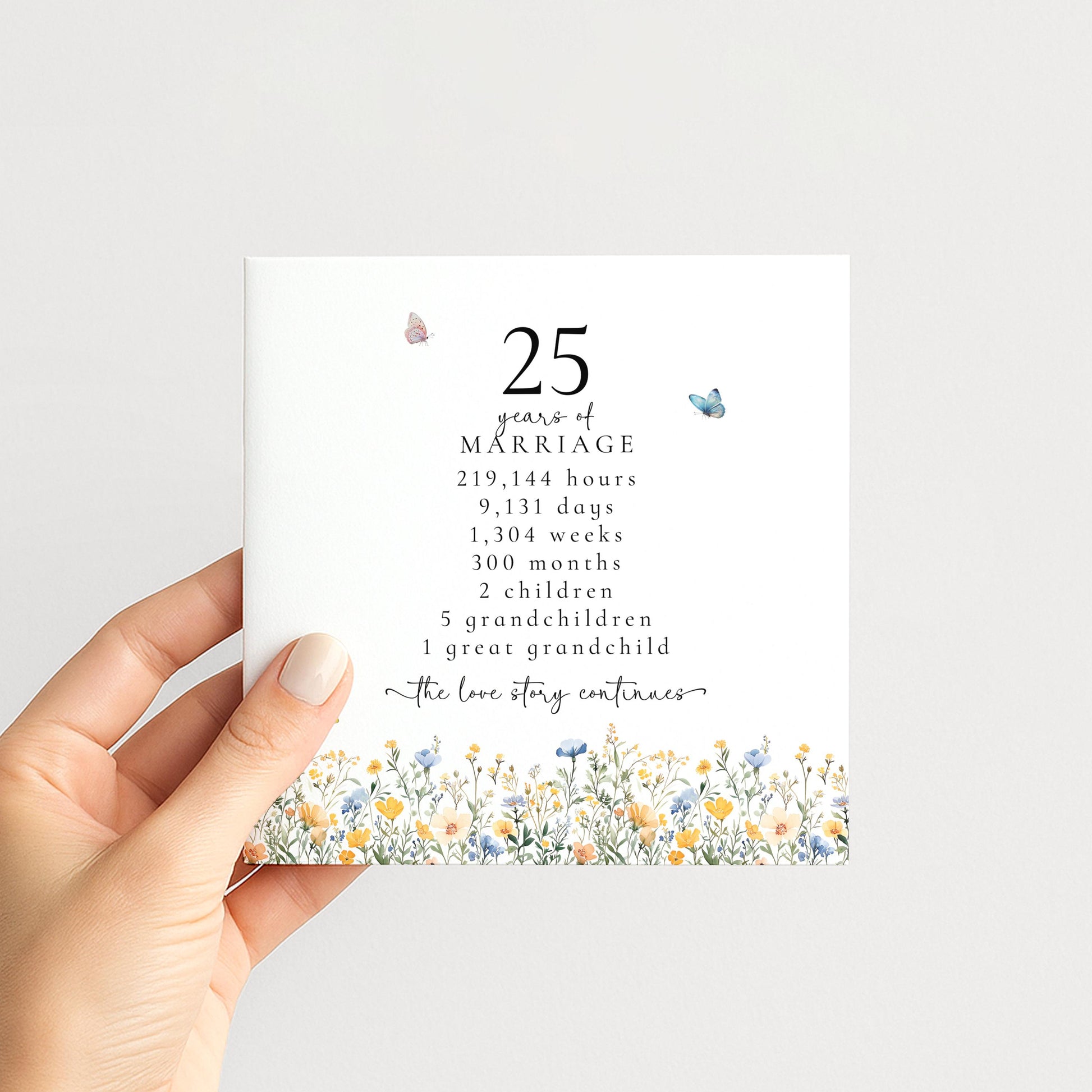 25th Wedding Anniversary Card, Personalised Silver Anniversary Card, 25 Years Together, Parents Anniversary Card Keepsake