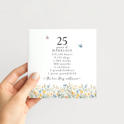 25th Wedding Anniversary Card, Personalised Silver Anniversary Card, 25 Years Together, Parents Anniversary Card Keepsake