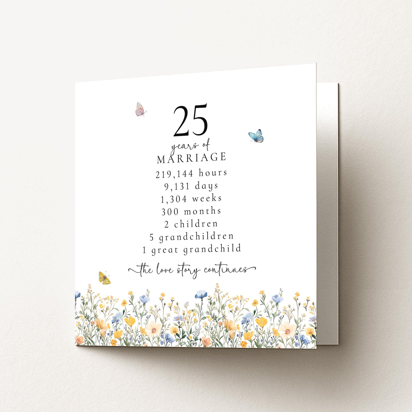 25th Wedding Anniversary Card, Personalised Silver Anniversary Card, 25 Years Together, Parents Anniversary Card Keepsake