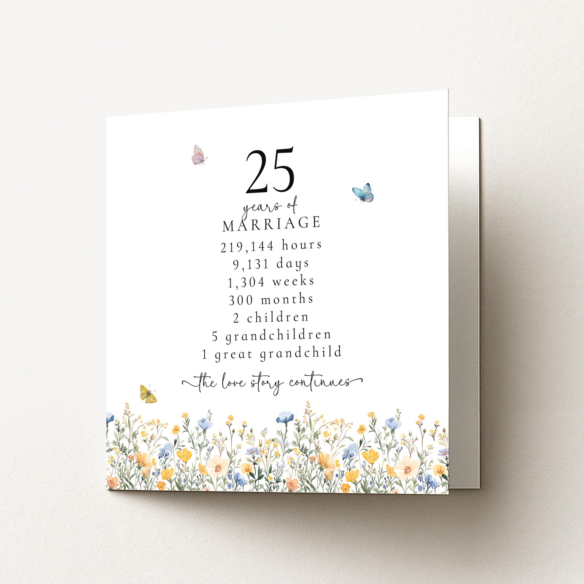 25th Wedding Anniversary Card, Personalised Silver Anniversary Card, 25 Years Together, Parents Anniversary Card Keepsake