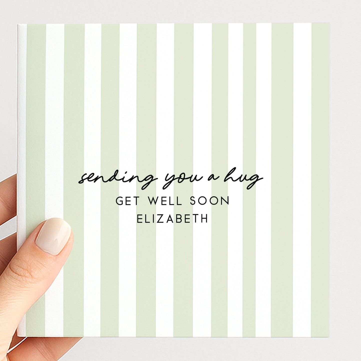 Get Well Soon Card Personalised, Thinking of You Card, Custom Name Recovery Card, Minimalist Stripe Card, Sending You a Hug