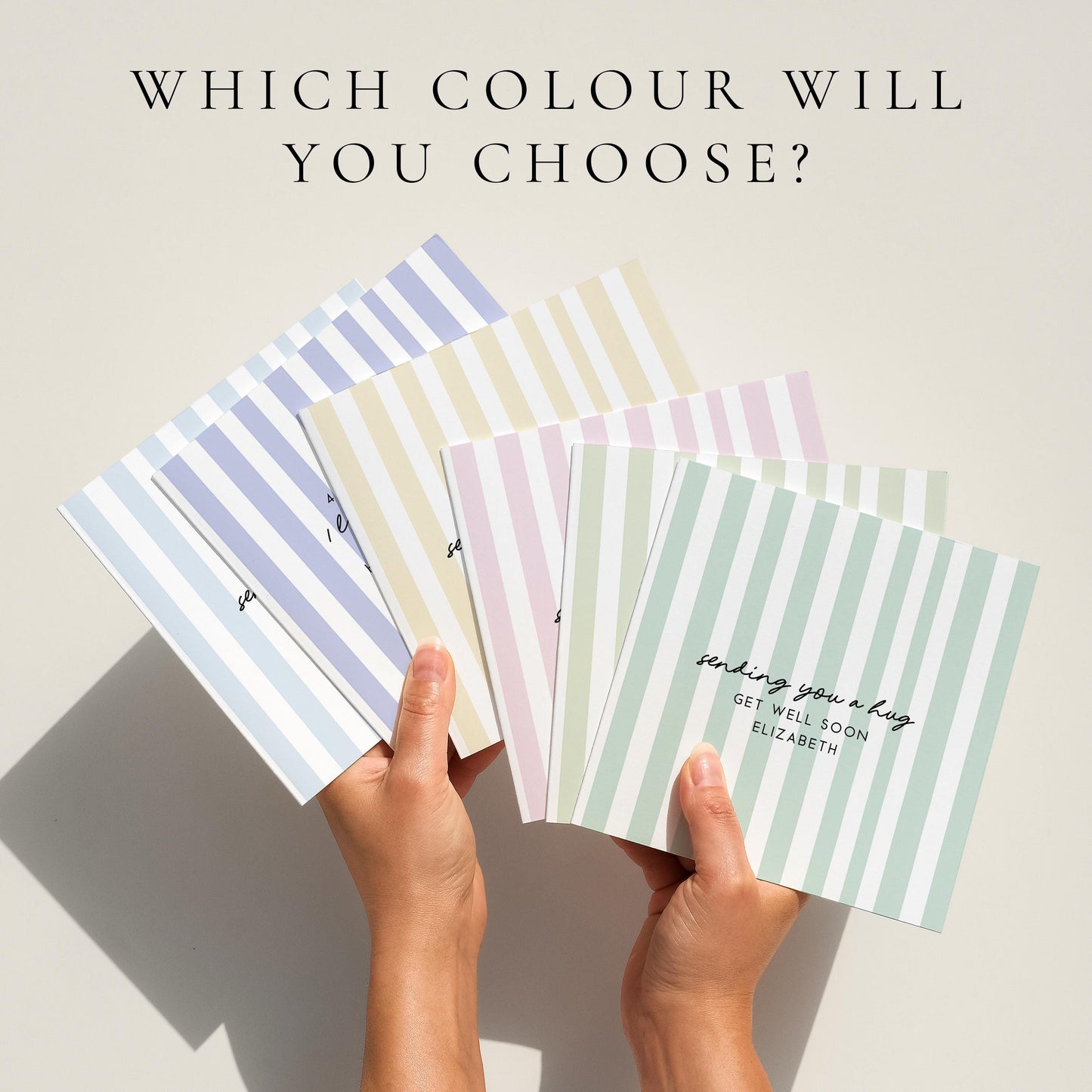 Get Well Soon Card Personalised, Thinking of You Card, Custom Name Recovery Card, Minimalist Stripe Card, Sending You a Hug