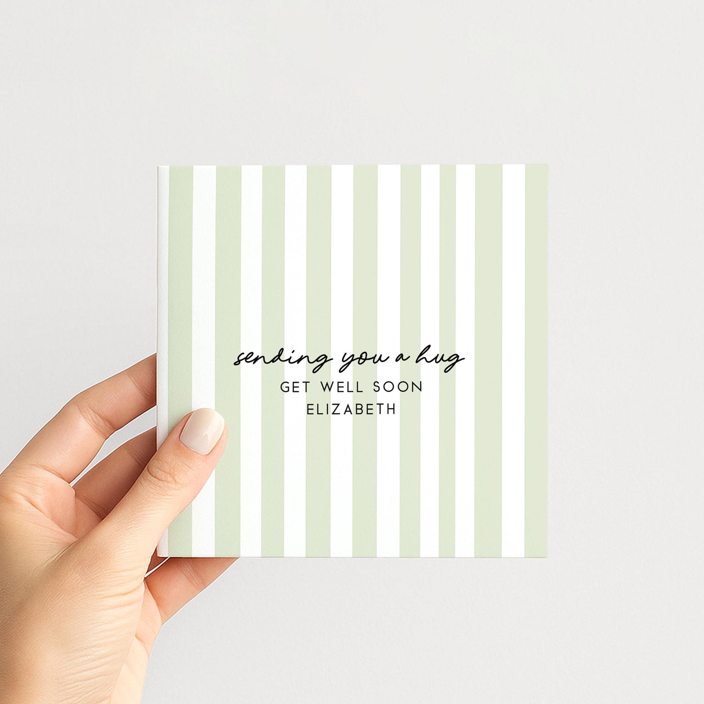 Get Well Soon Card Personalised, Thinking of You Card, Custom Name Recovery Card, Minimalist Stripe Card, Sending You a Hug