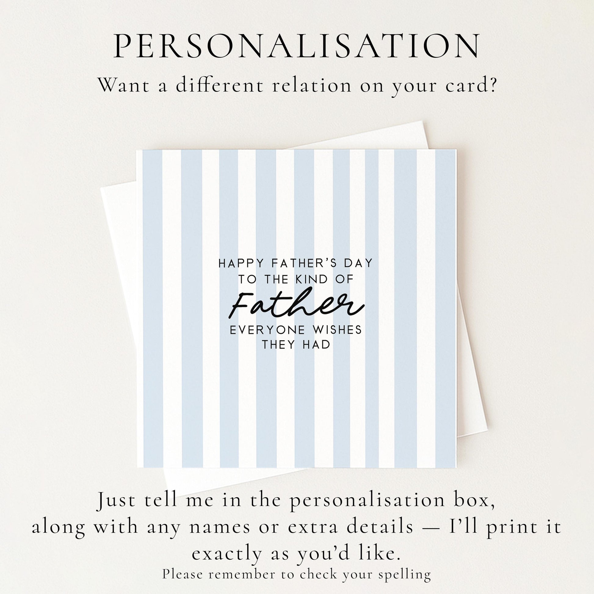 Father’s Day Card Personalised, Happy Fathers Day Card, Custom Dad Card, Minimalist Stripe Card for Dad, Modern Fathers Day