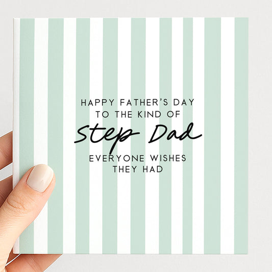 Step Dad Father’s Day Card Personalised, Fathers Day Card for Stepdad, Modern Stripe Card, Custom Step Father Card, Minimalist Design