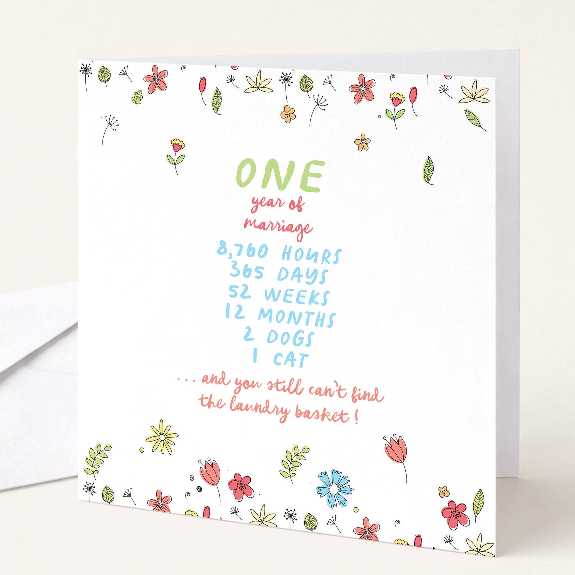 Funny 1st Wedding Anniversary Card, One Year of Marriage Card, Paper Anniversary Card, Humorous Anniversary Card for Husband or Wife