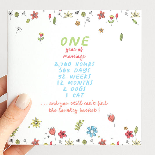 Funny 1st Wedding Anniversary Card, One Year of Marriage Card, Paper Anniversary Card, Humorous Anniversary Card for Husband or Wife