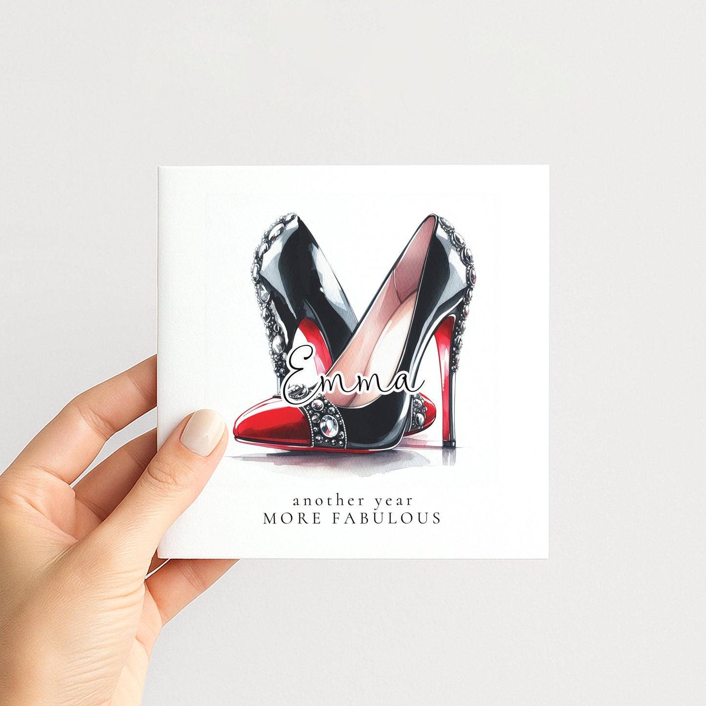 Funny Birthday Card for Her, Another Year More Fabulous, Glam Heels Birthday Card, Stylish Friend Birthday Card, Fashion Lover Card