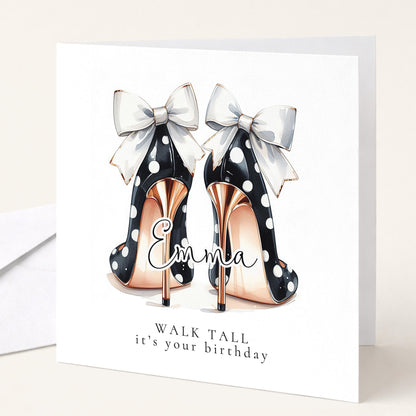 Funny Birthday Card for Her, Walk Tall It’s Your Birthday, Glam Heels Card, Stylish Friend Birthday Card, Fashion Lover Gift
