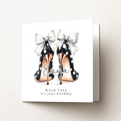 Funny Birthday Card for Her, Walk Tall It’s Your Birthday, Glam Heels Card, Stylish Friend Birthday Card, Fashion Lover Gift