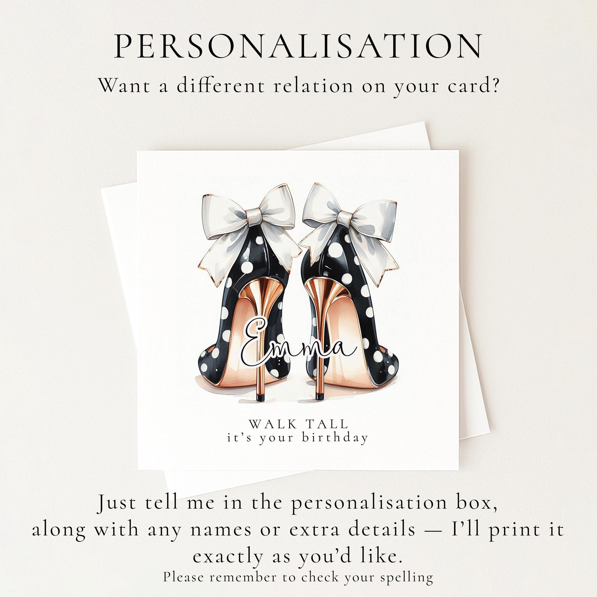 Funny Birthday Card for Her, Walk Tall It’s Your Birthday, Glam Heels Card, Stylish Friend Birthday Card, Fashion Lover Gift