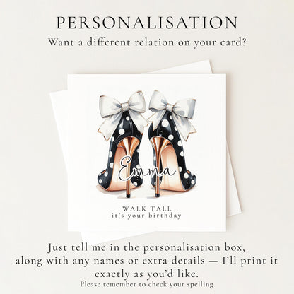 Funny Birthday Card for Her, Walk Tall It’s Your Birthday, Glam Heels Card, Stylish Friend Birthday Card, Fashion Lover Gift