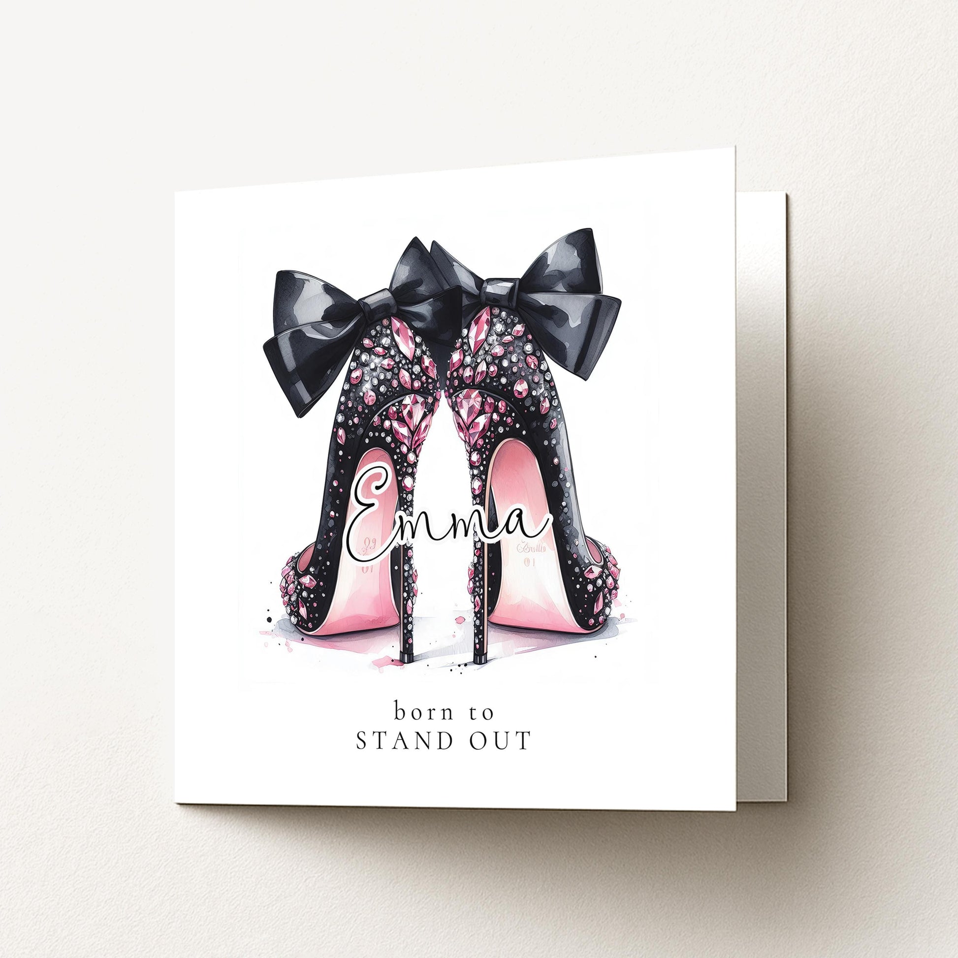 Funny Birthday Card for Her, Born to Stand Out, Glam Heels Birthday Card, Stylish Friend Card, Fashion Lover Birthday Gift