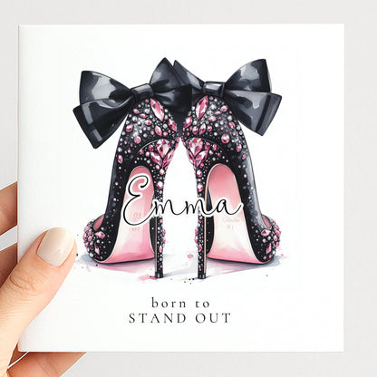 Funny Birthday Card for Her, Born to Stand Out, Glam Heels Birthday Card, Stylish Friend Card, Fashion Lover Birthday Gift