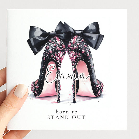 Funny Birthday Card for Her, Born to Stand Out, Glam Heels Birthday Card, Stylish Friend Card, Fashion Lover Birthday Gift