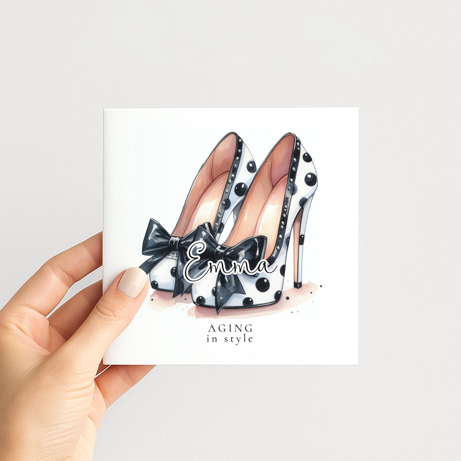 Funny Birthday Card for Her, Aging in Style, Polka Dot Glam Heels Birthday Card, Stylish Friend Birthday Card, Fashion Lover Gift