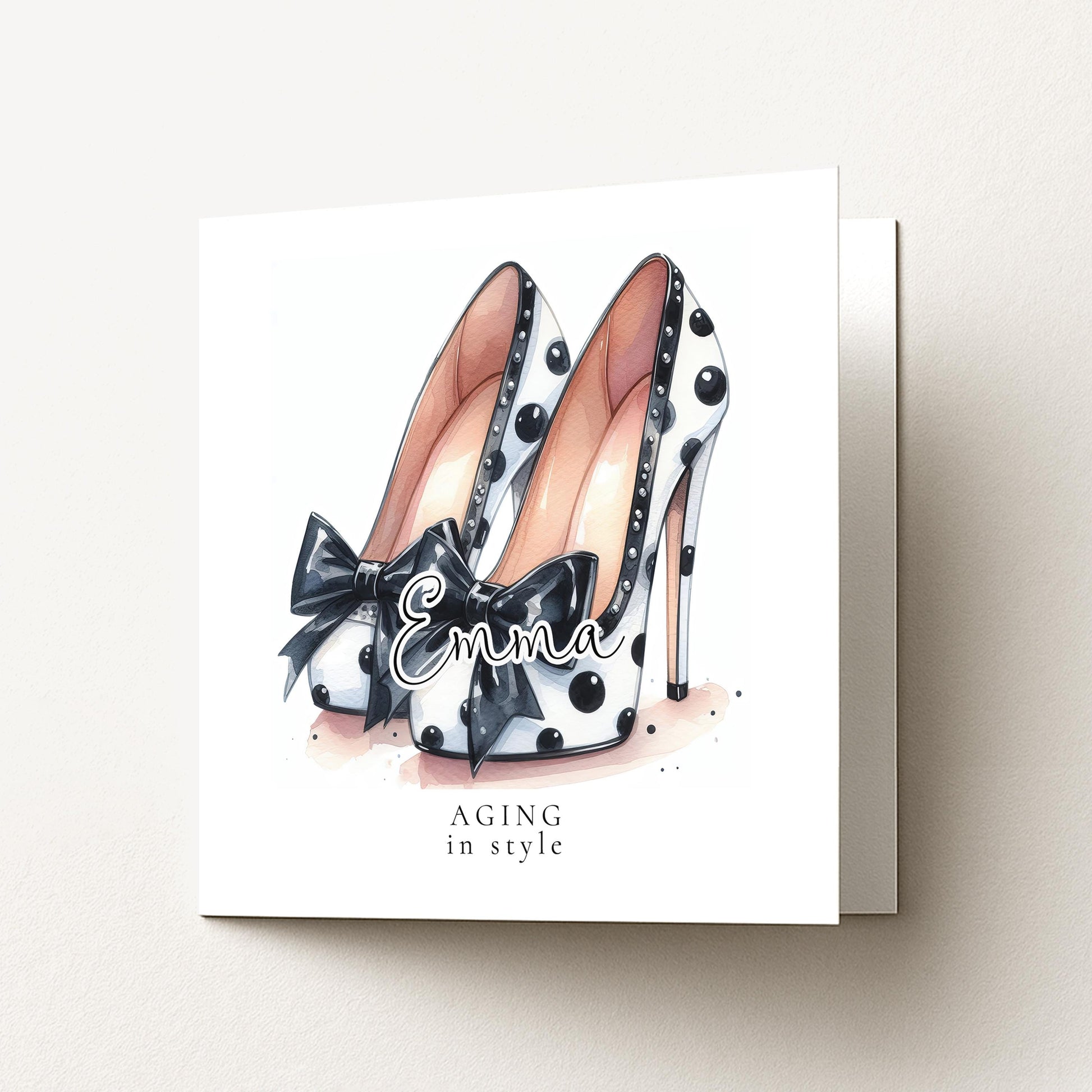 Funny Birthday Card for Her, Aging in Style, Polka Dot Glam Heels Birthday Card, Stylish Friend Birthday Card, Fashion Lover Gift