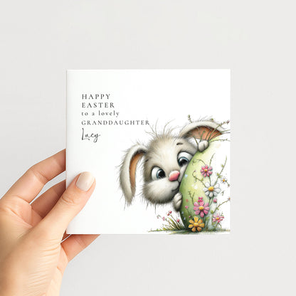 Easter Card for Granddaughter, Personalised Granddaughter Easter Card, Cute Bunny Easter Card, Happy Easter Card for Grandchild