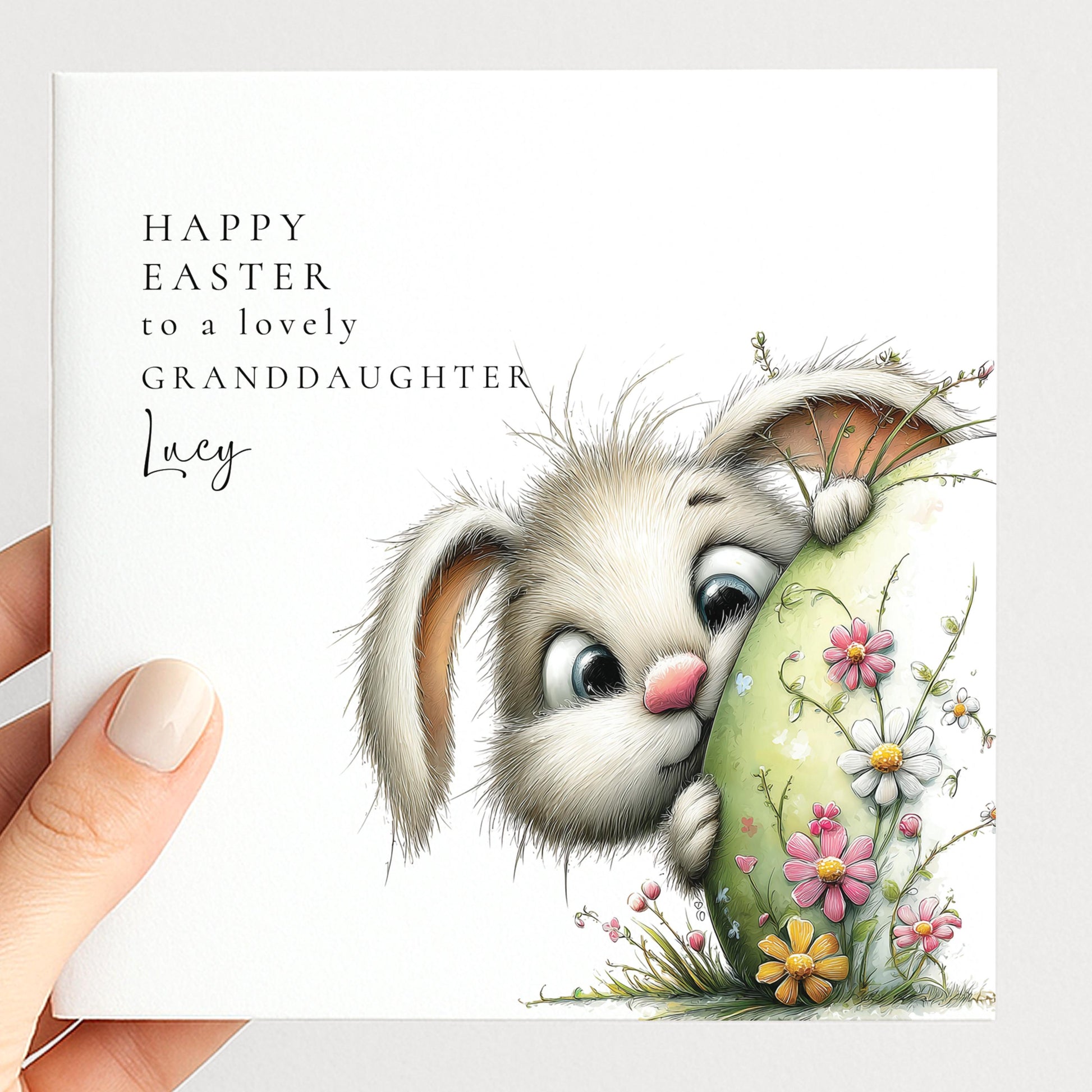 Easter Card for Granddaughter, Personalised Granddaughter Easter Card, Cute Bunny Easter Card, Happy Easter Card for Grandchild