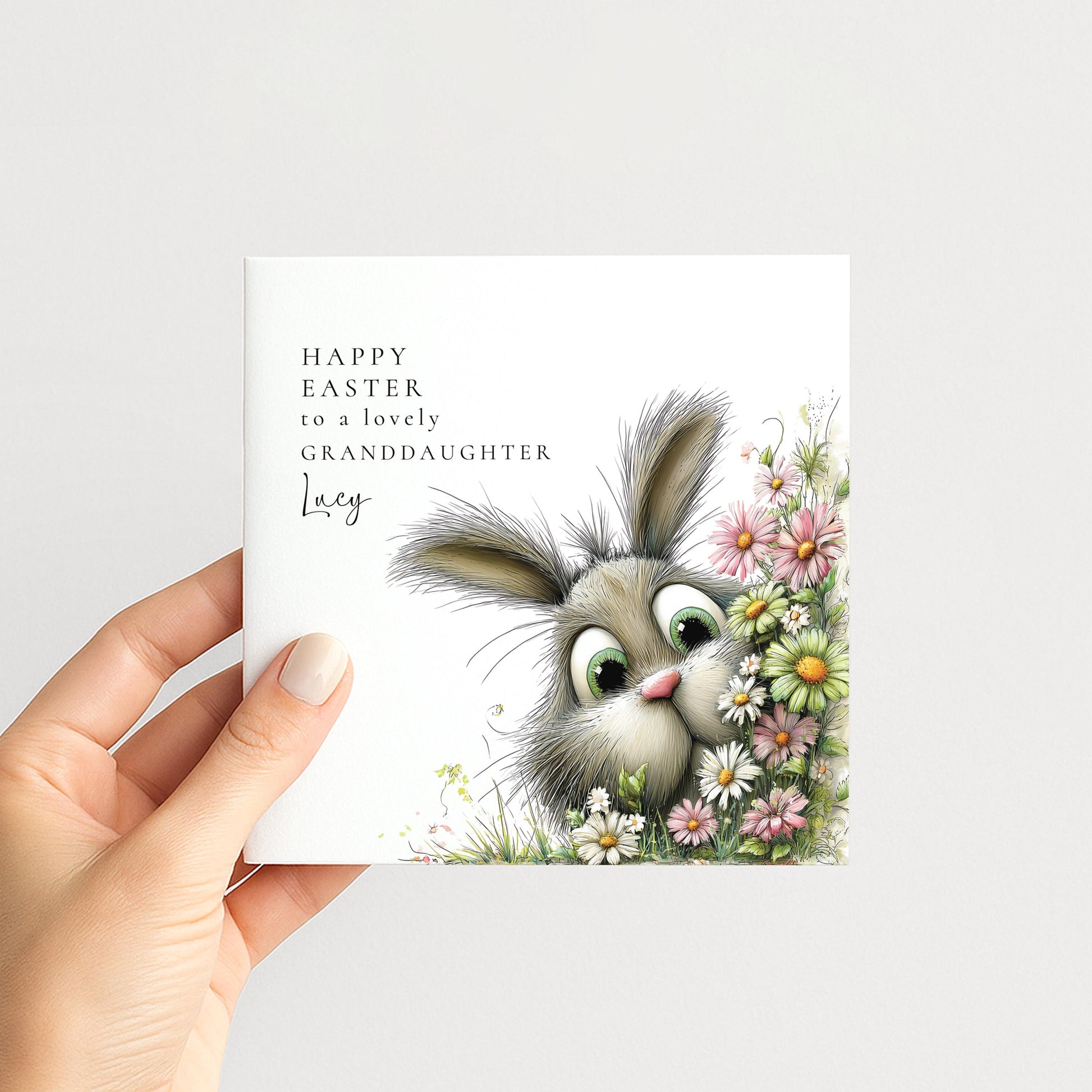 Easter Card for Granddaughter, Personalised Granddaughter Easter Card, Cute Bunny Easter Card, Happy Easter Card with Name