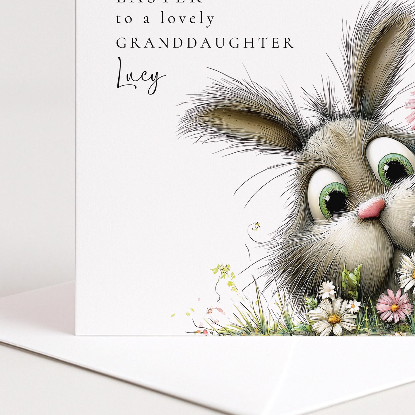 Easter Card for Granddaughter, Personalised Granddaughter Easter Card, Cute Bunny Easter Card, Happy Easter Card with Name
