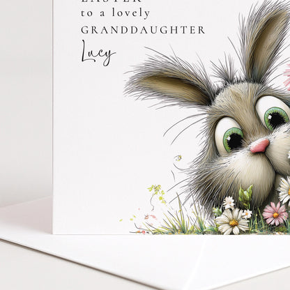 Easter Card for Granddaughter, Personalised Granddaughter Easter Card, Cute Bunny Easter Card, Happy Easter Card with Name