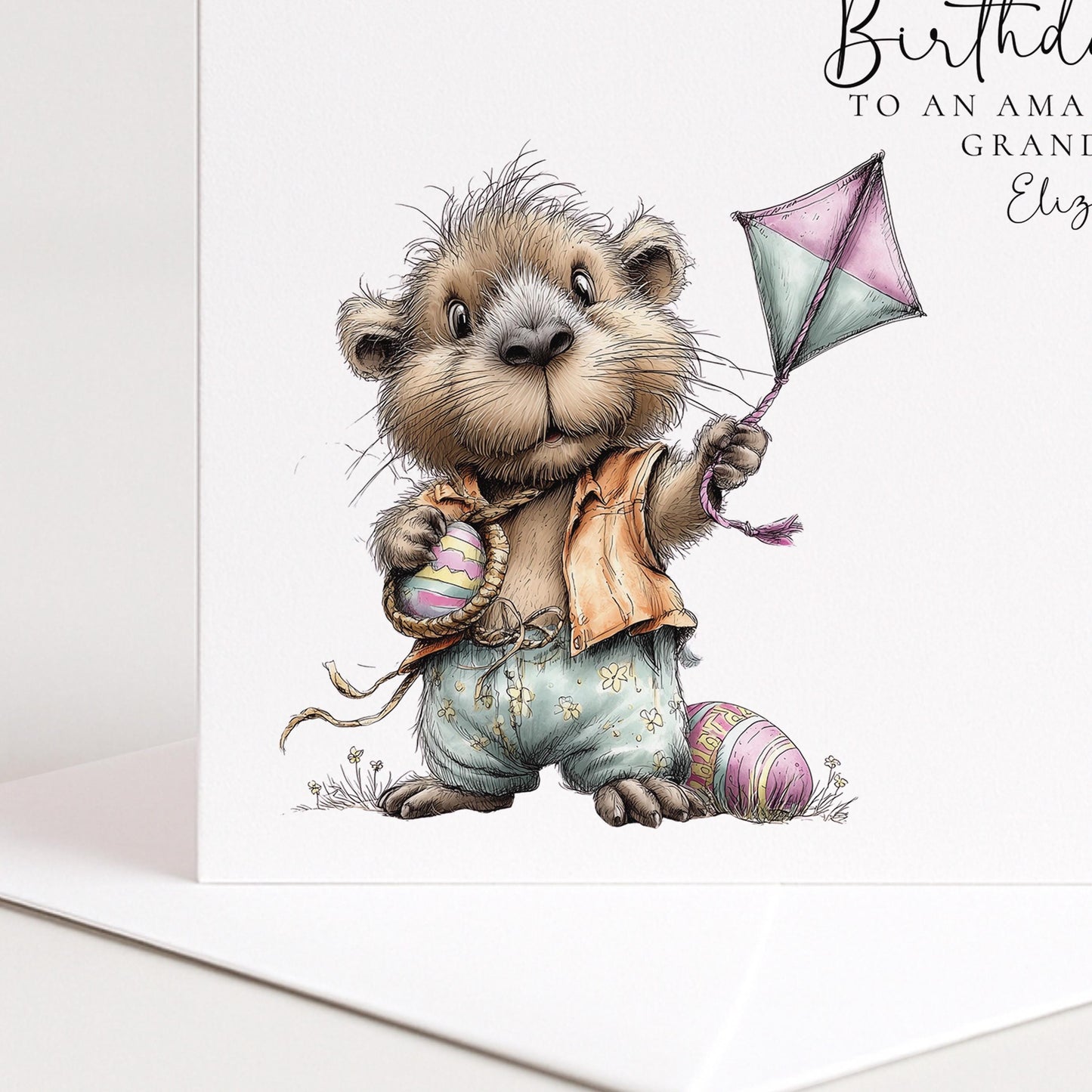 8th Birthday Card for Grandson, Personalised Boys Birthday Card, Cute Capybara Card, Age 8 Birthday Card for Boy