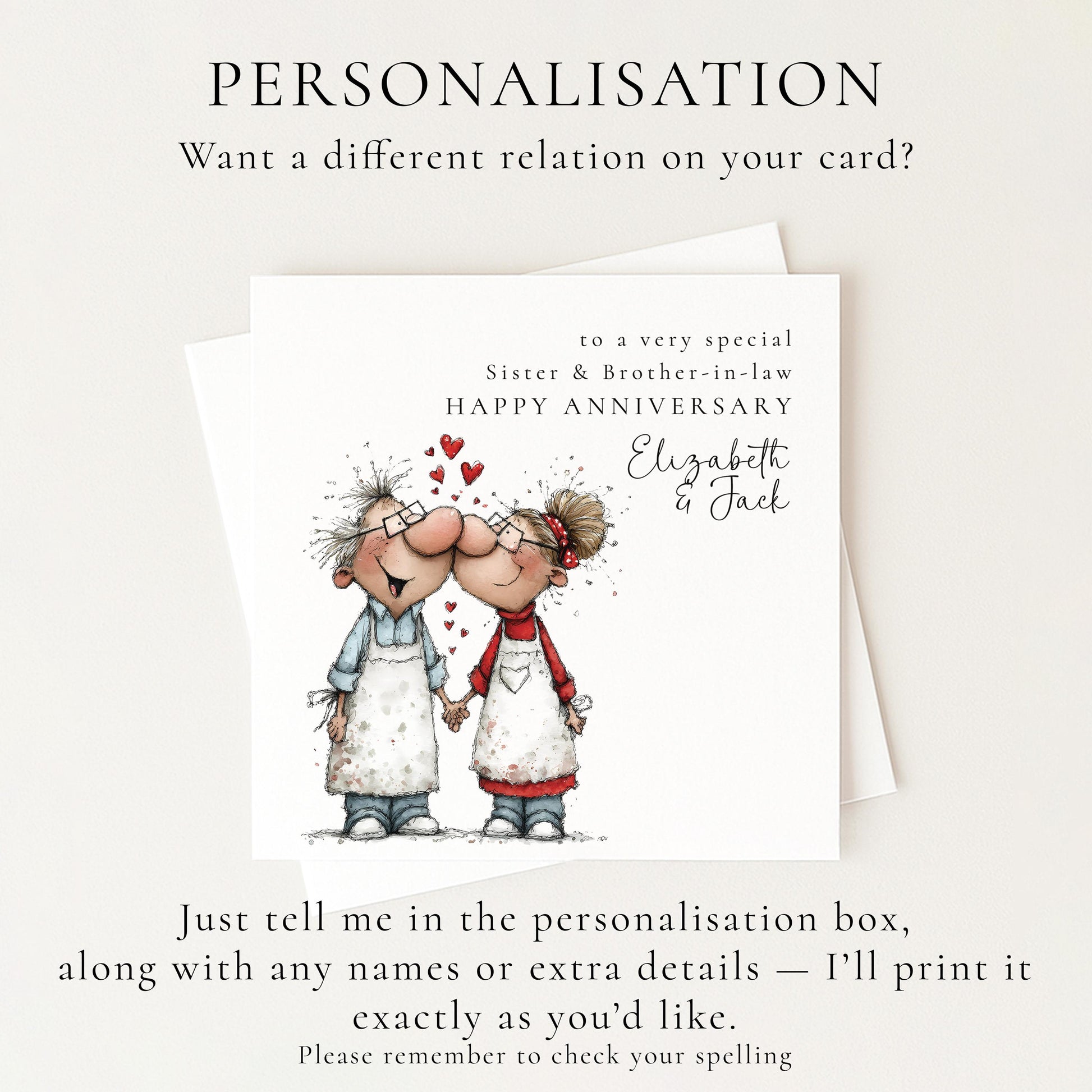 Anniversary Card for Sister and Brother in Law, Personalised Anniversary Card, Funny Cute Couple Card, Wedding Anniversary
