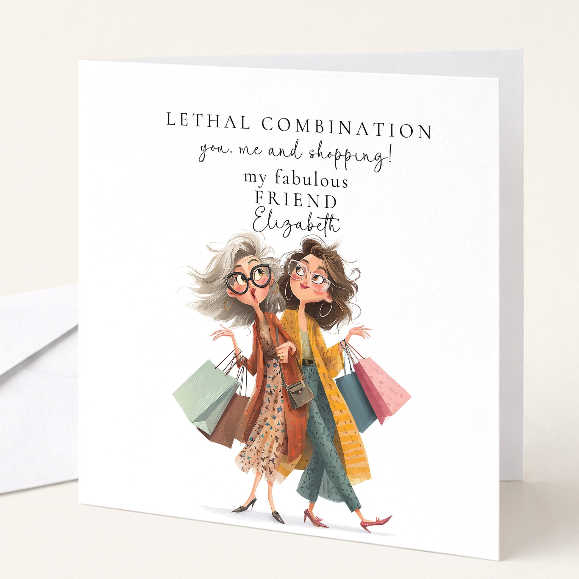 Funny Birthday Card for Friend, Shopping Birthday Card, Lethal Combination Card, Best Friend Card, Personalised Friend Card