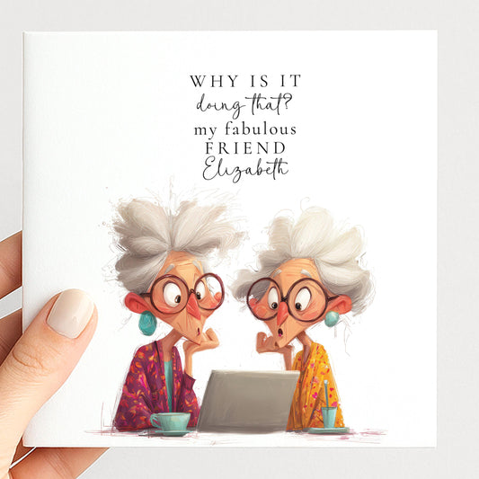 Funny Birthday Card for Friend, Why Is It Doing That Card, Tech Panic Card, Laptop Humour Card, Personalised Friend Card
