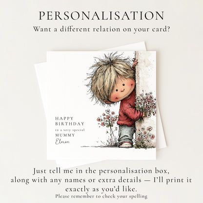 Mummy Birthday Card From Son, Personalised Mum Card From Child, Cute Mummy Birthday Card, Special Mum Birthday Keepsake