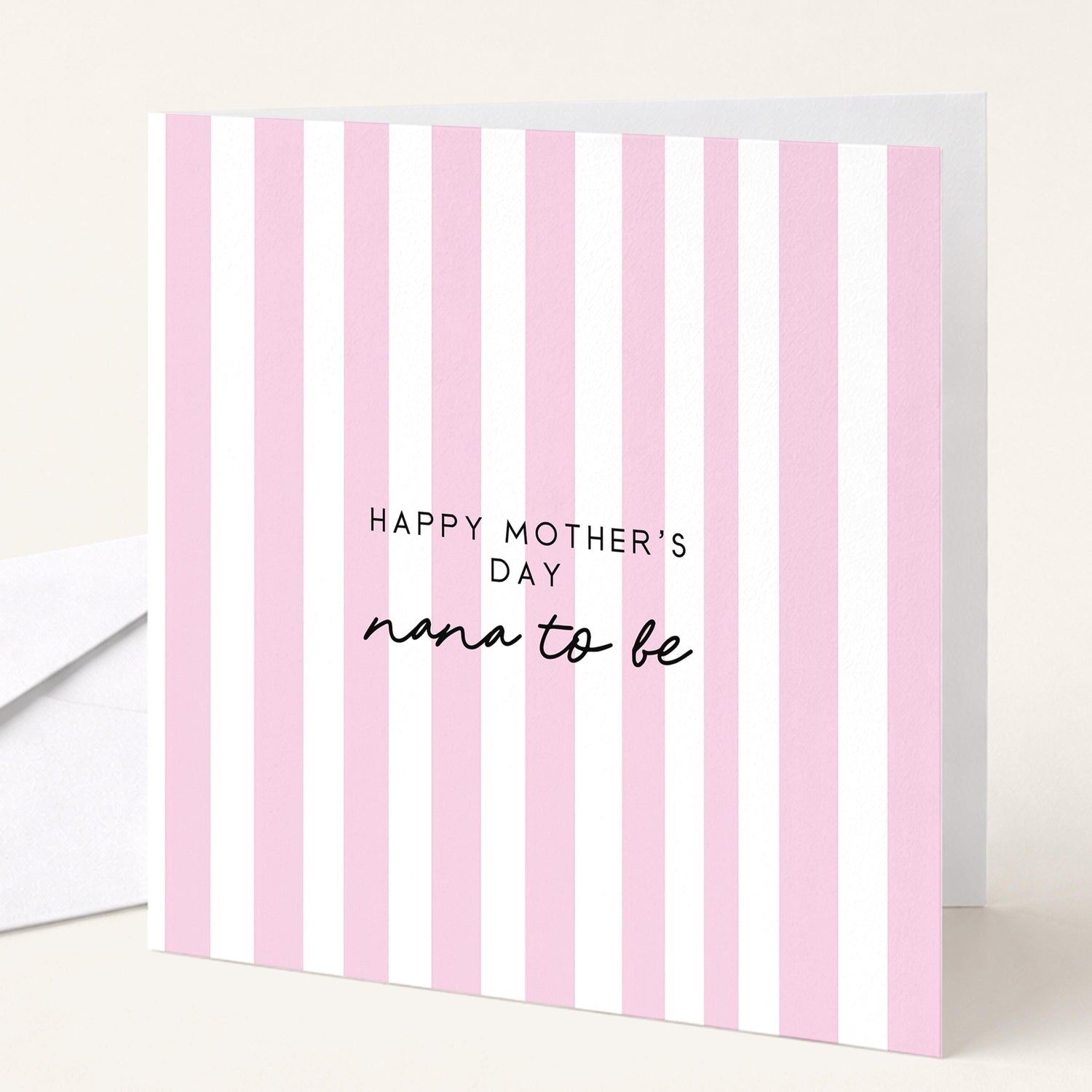 Nana to Be Mothers Day Card, Happy Mothers Day Nana to Be, Pregnancy Announcement Nana Card, Modern Pink Striped Card