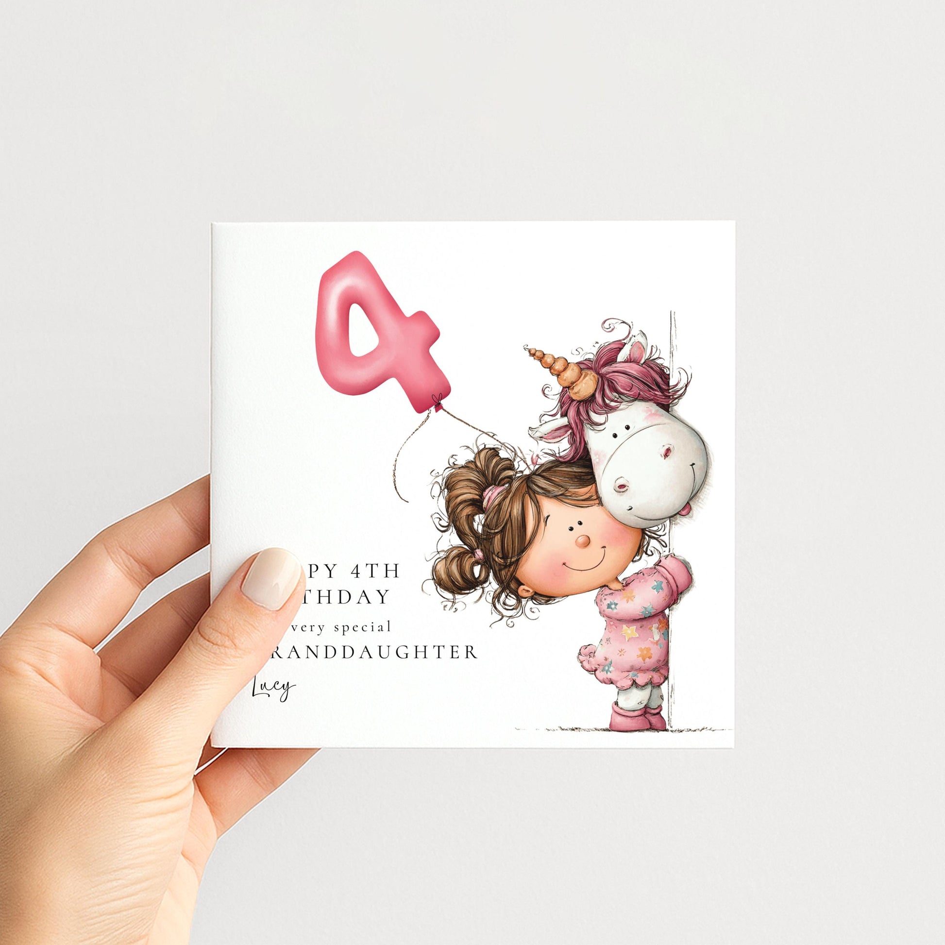 4th Birthday Card for Daughter, Cute Unicorn Birthday Card, Girls Birthday Card, Personalised Daughter Birthday Card