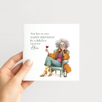 Funny Birthday Card for Friend, Fabulous Friend Birthday Card, Personalised Name Design, Menopause Birthday Card, Humorous Greeting