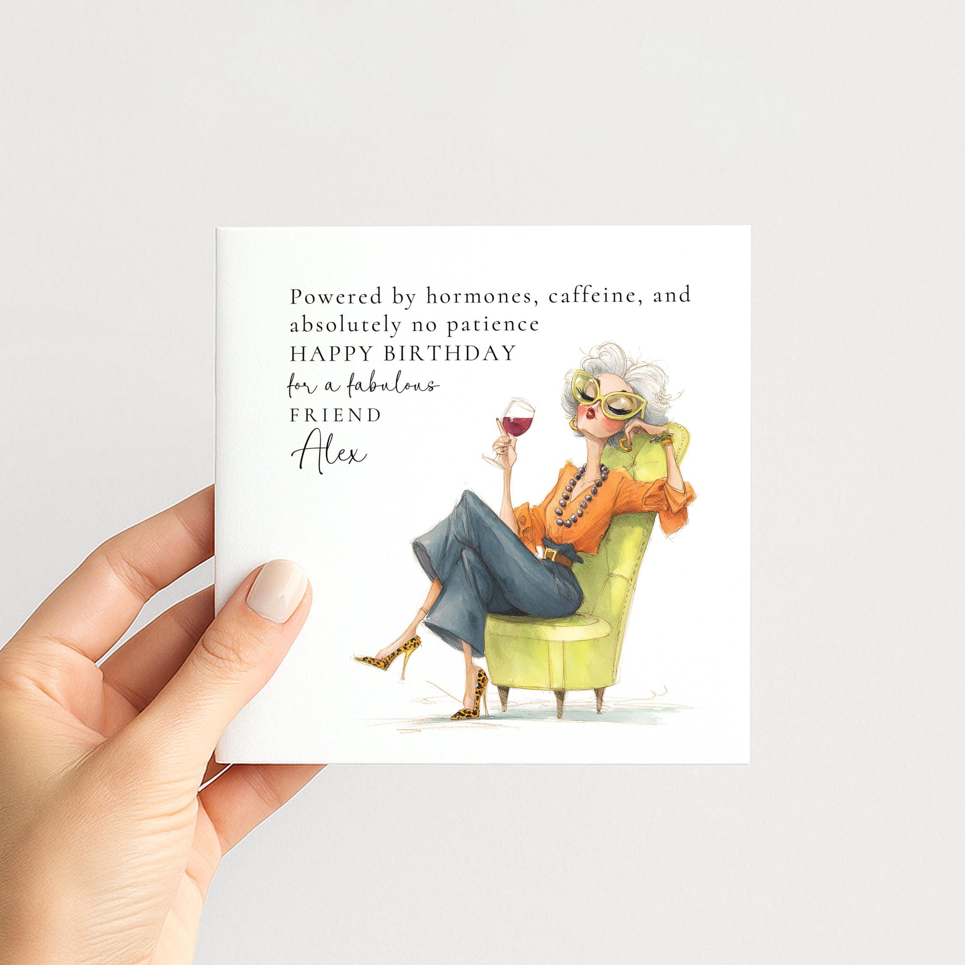 Funny Birthday Card for Friend, Sassy Birthday Card, Personalised Name Design, Menopause Birthday Card, Humorous Greeting
