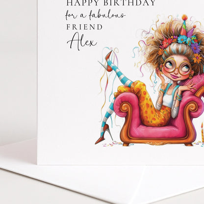 Funny Birthday Card for Friend, Fabulous Friend Birthday Card, Personalised Name Design, Menopause Birthday Card, Humorous Greeting