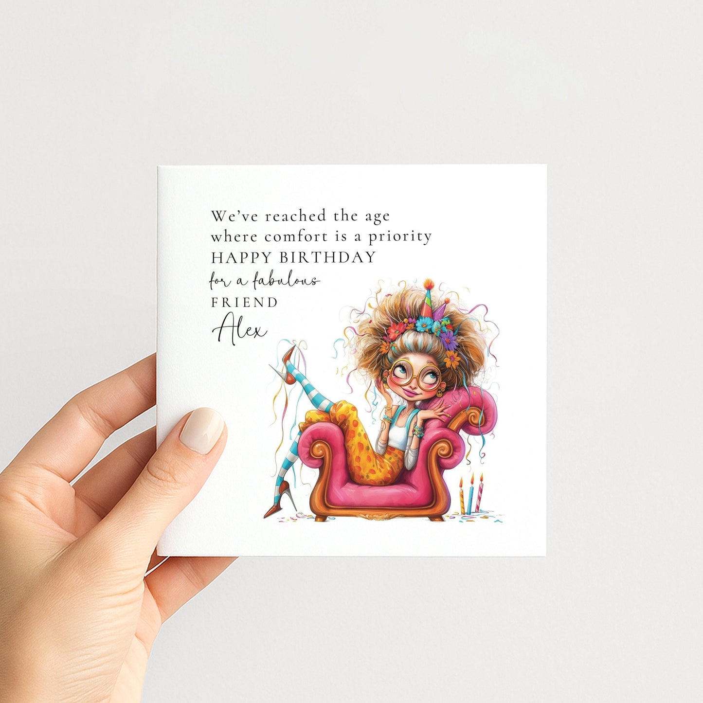 Funny Birthday Card for Friend, Fabulous Friend Birthday Card, Personalised Name Design, Menopause Birthday Card, Humorous Greeting