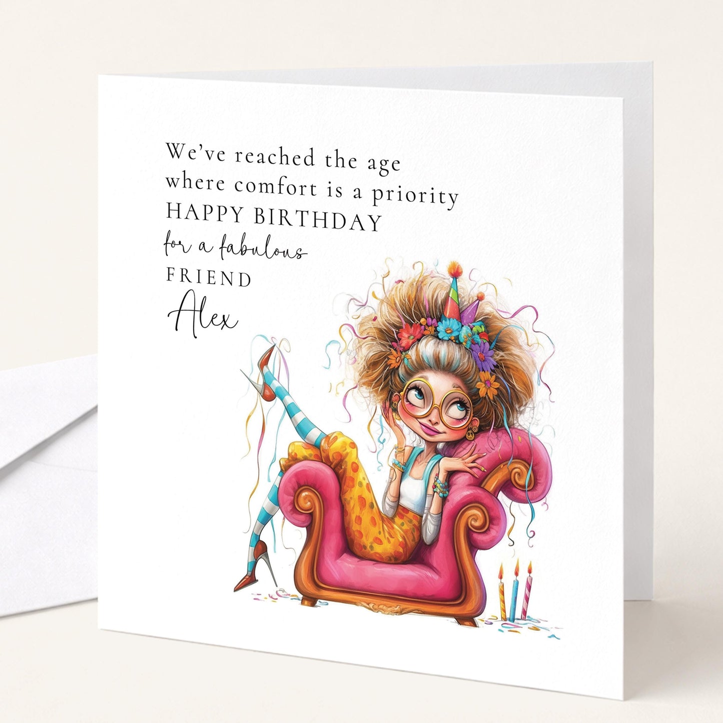 Funny Birthday Card for Friend, Fabulous Friend Birthday Card, Personalised Name Design, Menopause Birthday Card, Humorous Greeting