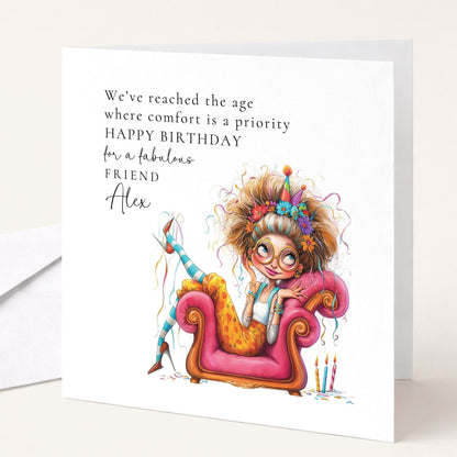 Funny Birthday Card for Friend, Fabulous Friend Birthday Card, Personalised Name Design, Menopause Birthday Card, Humorous Greeting
