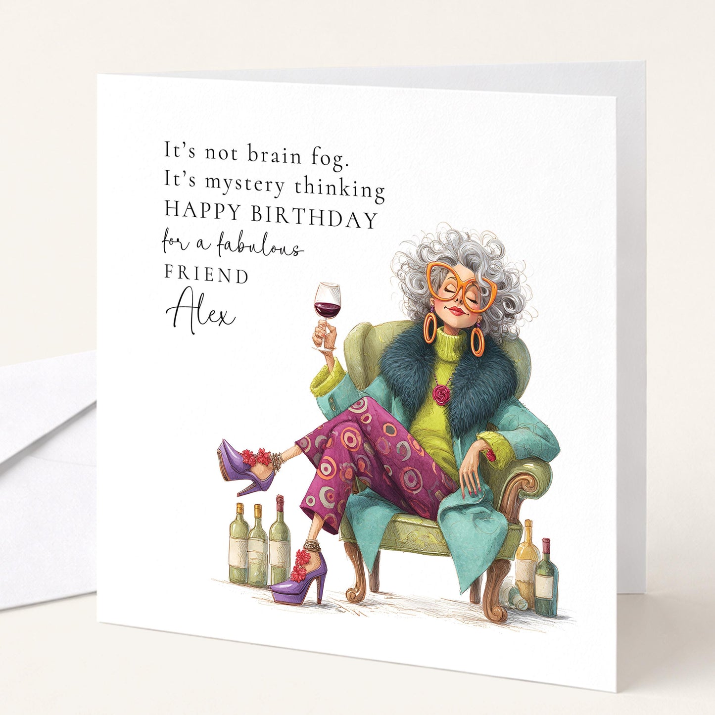 Funny Birthday Card for Friend, Humorous Friend Birthday Card, Funny Menopause Card, Stylish Lady Illustration, Lighthearted Greeting