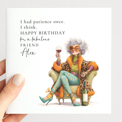 Funny Birthday Card for Friend, Sassy Friend Birthday Card, Personalised Name Design, Funny Menopause Card, Humorous Greeting