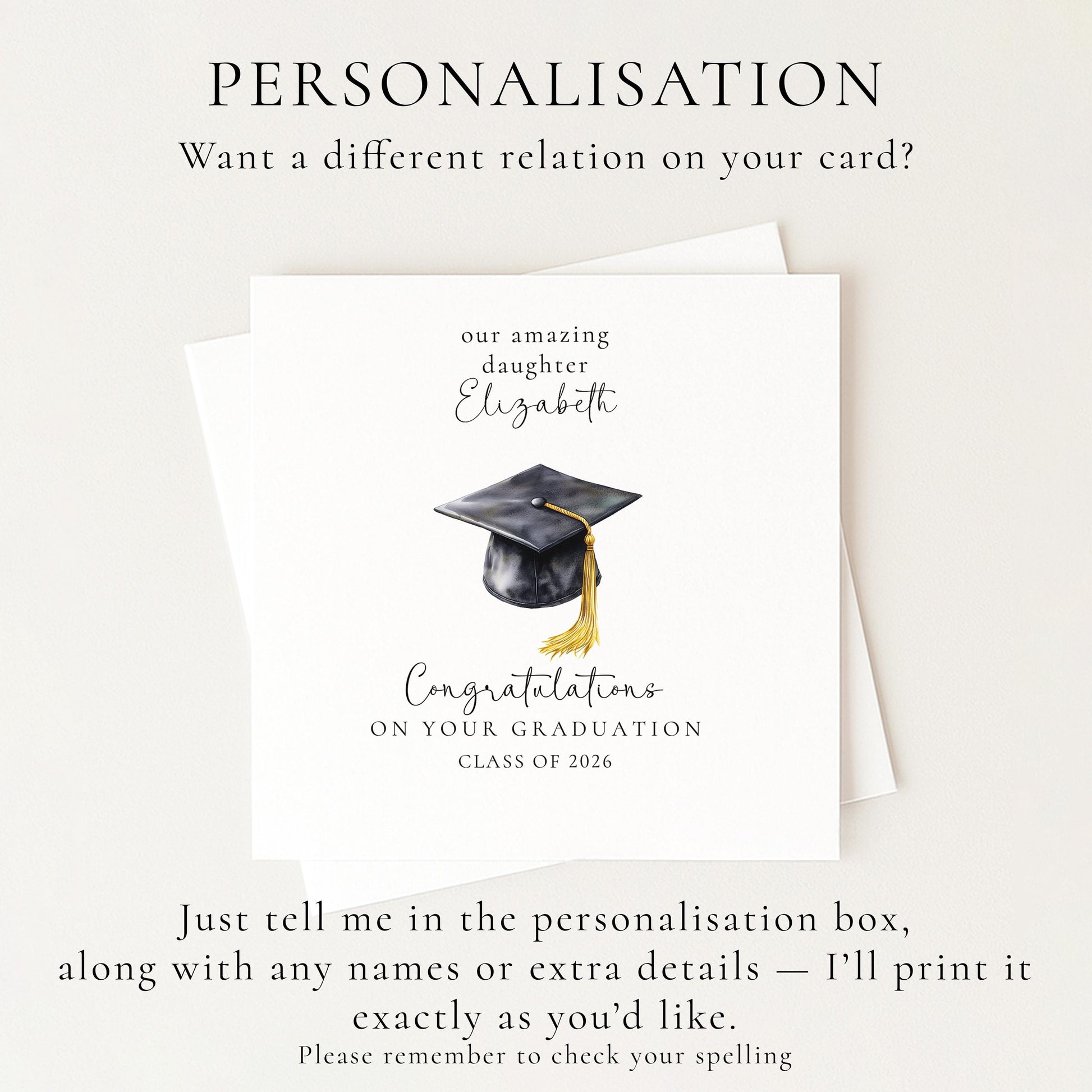Personalised Graduation Card for Daughter, Son, Granddaughter or Grandson, Class of 2026 Card, Congratulations Graduate, Proud Greeting