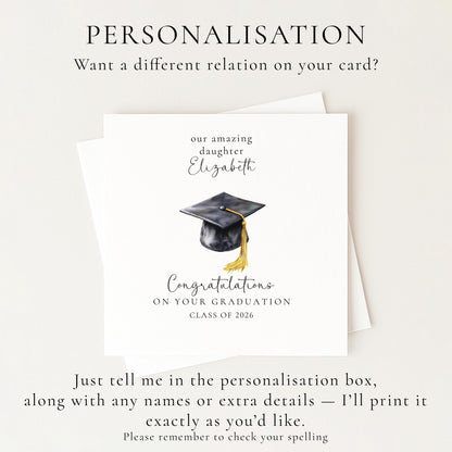 Personalised Graduation Card for Daughter, Son, Granddaughter or Grandson, Class of 2026 Card, Congratulations Graduate, Proud Greeting