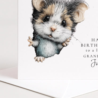 Grandson Birthday Card, Personalised Grandson Card, Cute Animal Birthday Card, Sweet Mouse Illustration Card, Birthday Card for Grandchild