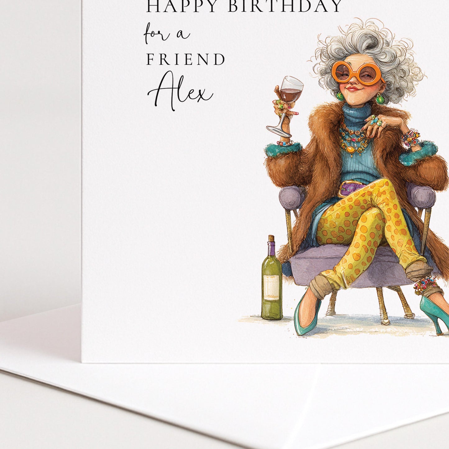 Funny Friend Birthday Card, Elegant Funny Birthday Card for Her, Humorous Midlife Birthday, Stylish Friend Birthday Card