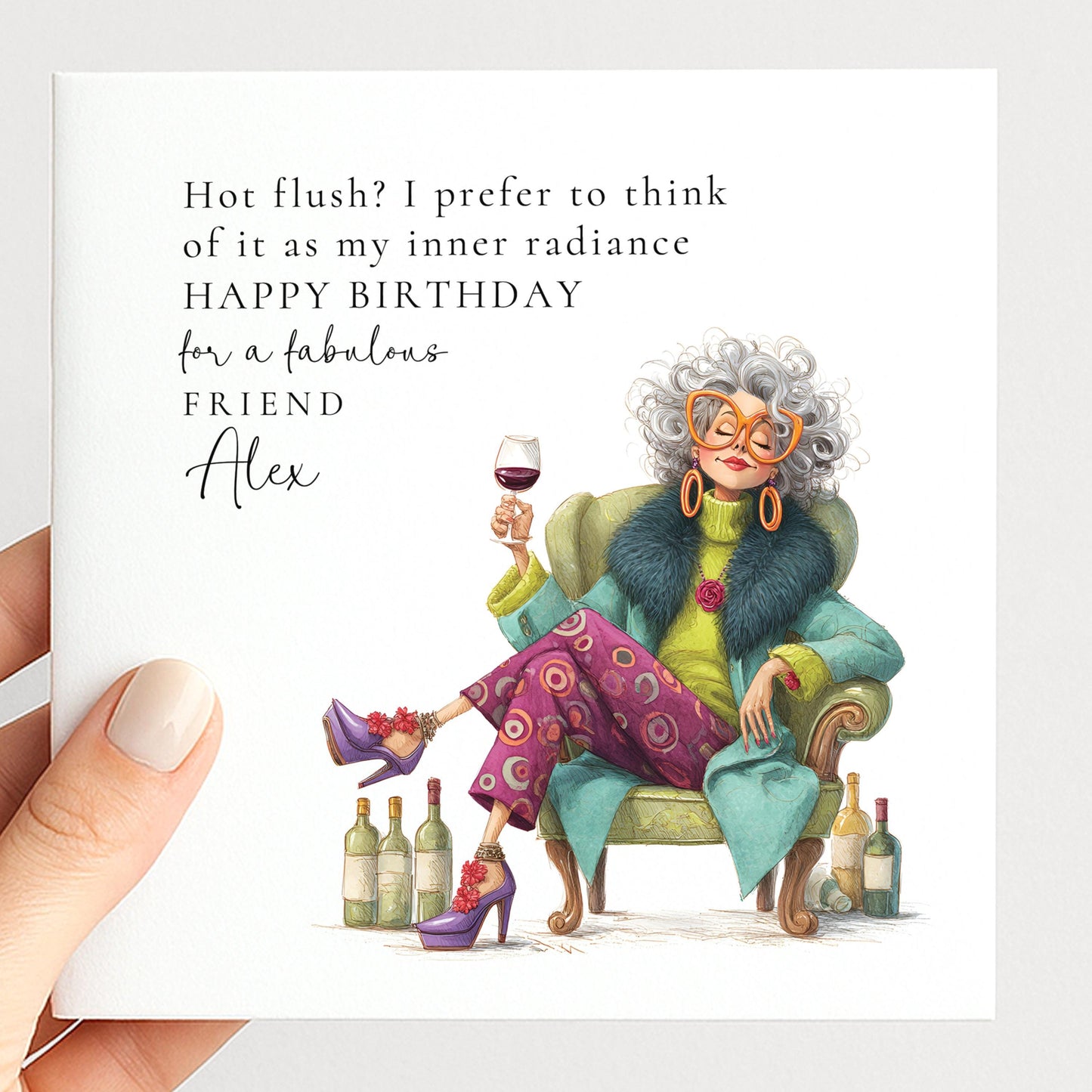 Funny Birthday Card for Friend, Hot Flush Birthday Card, Menopause Humour Card, Fabulous Friend Birthday, Cheeky Womens Card