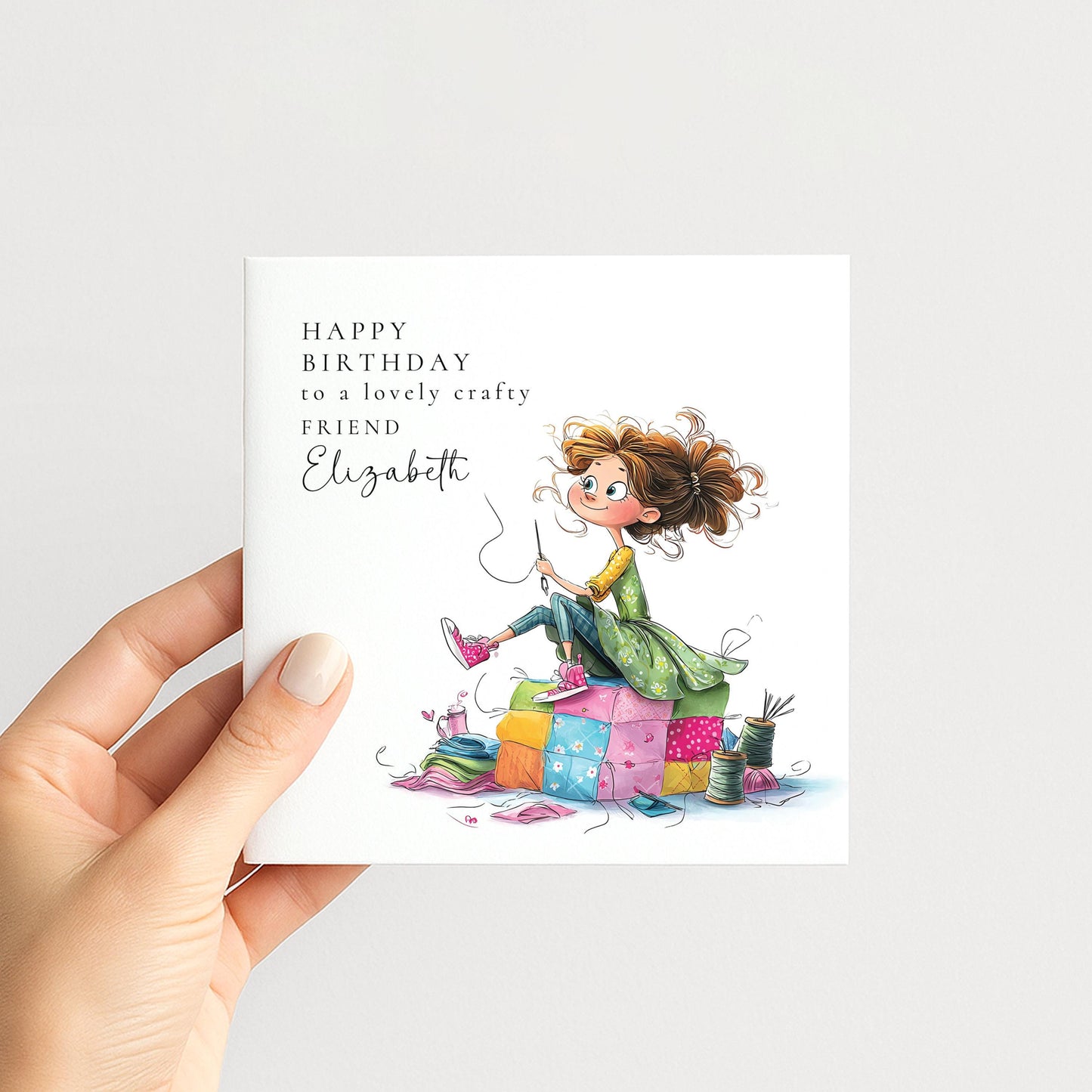 Crafty Friend Birthday Card, Sewing Lover Birthday Card, Quilting Friend Card, Creative Friend Birthday, Personalised Crafter Card