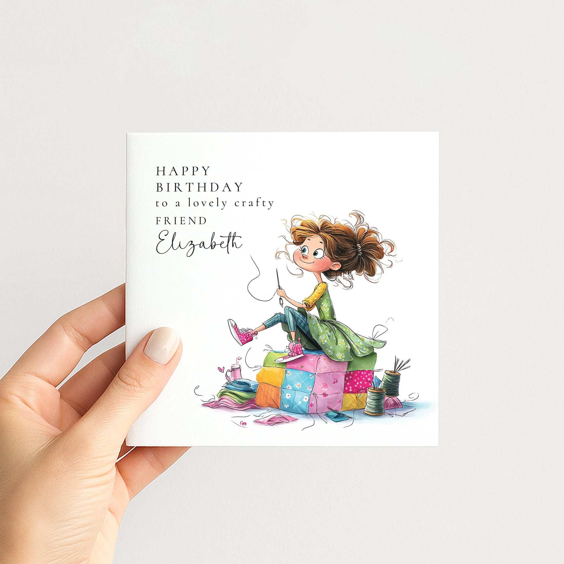 Crafty Friend Birthday Card, Sewing Lover Birthday Card, Quilting Friend Card, Creative Friend Birthday, Personalised Crafter Card