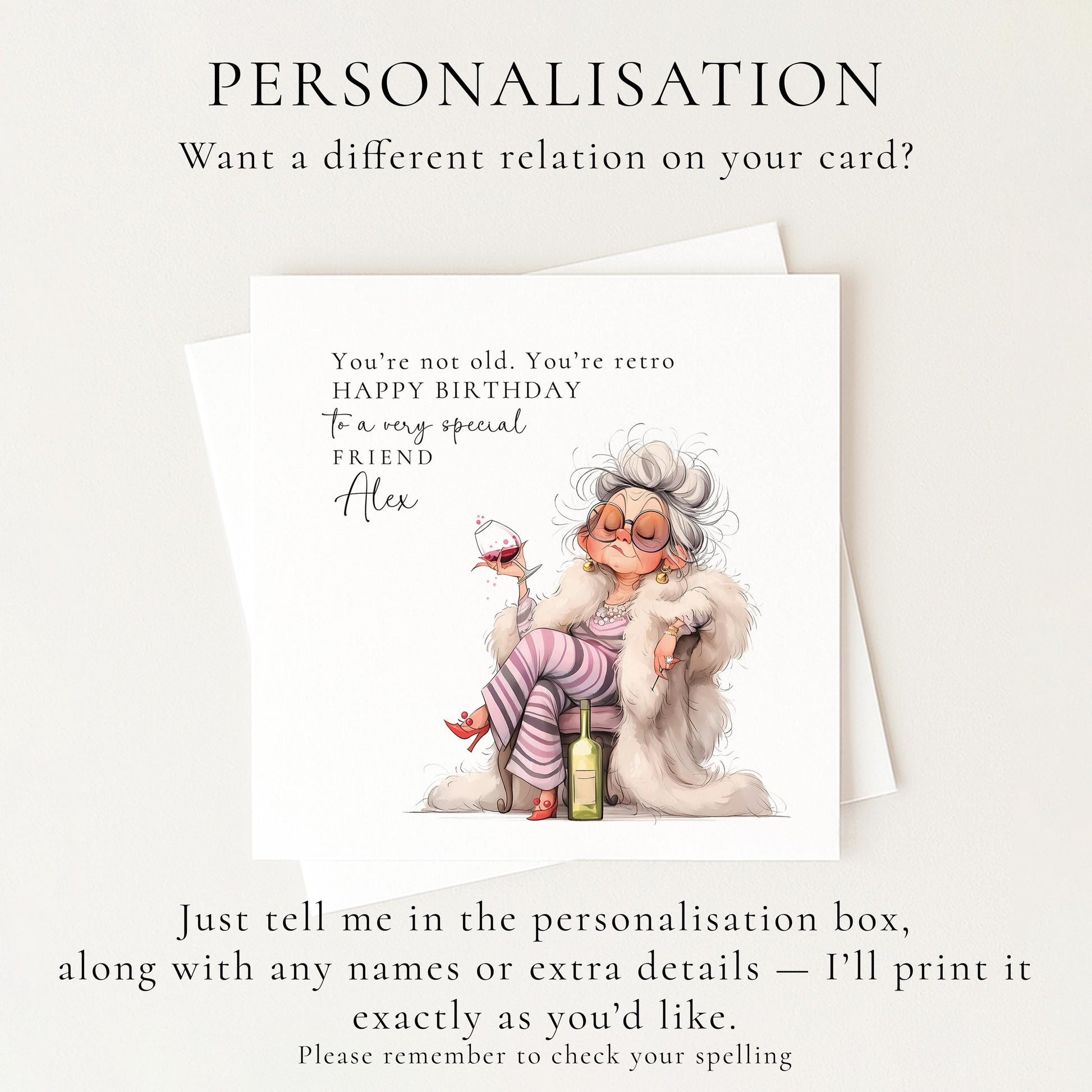 Funny Birthday Card for Friend, You’re Not Old You’re Retro Card, Humorous Womens Birthday Card, Fabulous Friend Birthday